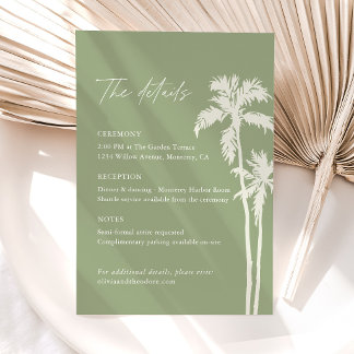 Palm Tree Tropical Wedding Details, Information Enclosure Card