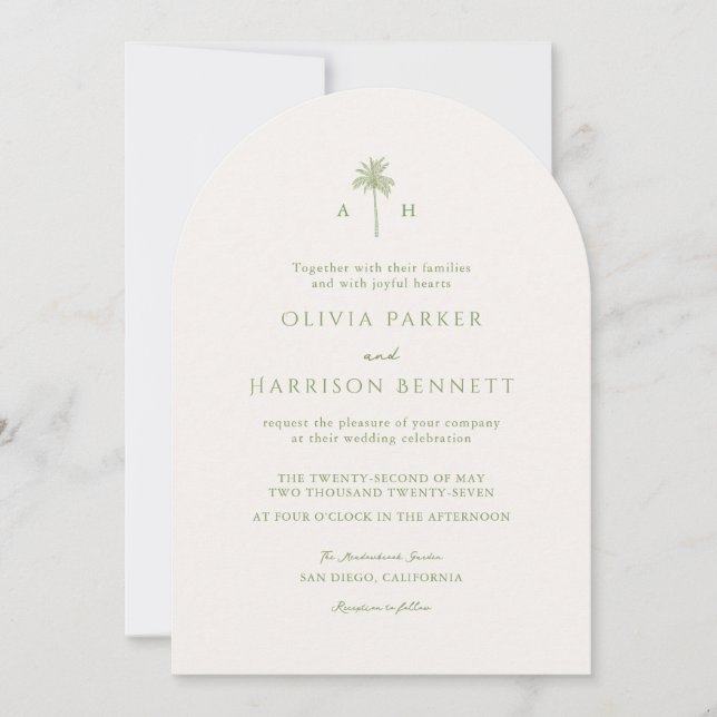 Palm Tree Tropical Wedding Invitation (Front)
