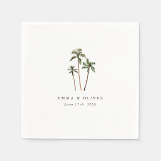 Palm Tree Tropical Wedding Reception Cocktail Napkin