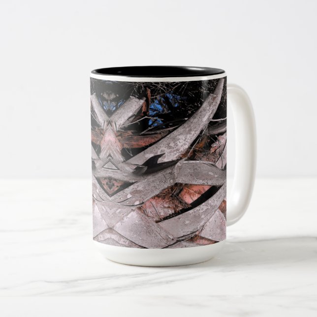 Palm Tree Trunk Two-Tone Coffee Mug (Front Right)