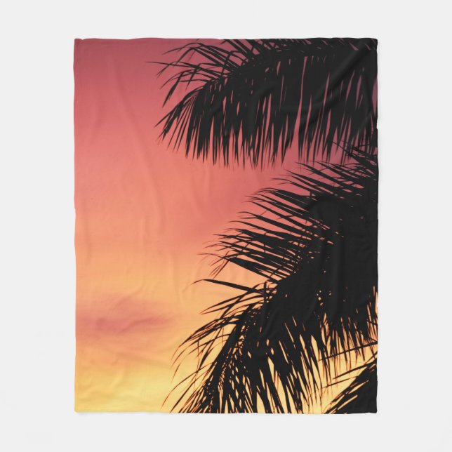 PALM TREE UNDER CLOUDY SKY DURING SUNSET FLEECE BLANKET (Front)