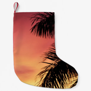 PALM TREE UNDER CLOUDY SKY DURING SUNSET SMALL CHRISTMAS STOCKING