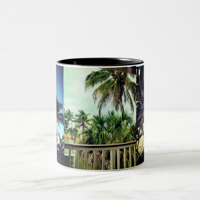 Palm Tree Vacation Life  Two-Tone Coffee Mug (Center)