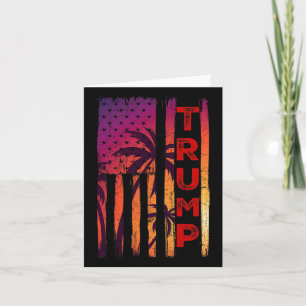 Palm Tree Vintage Distressed American Flag At Suns Card