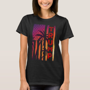 Palm Tree Vintage Distressed American Flag At Suns T-Shirt
