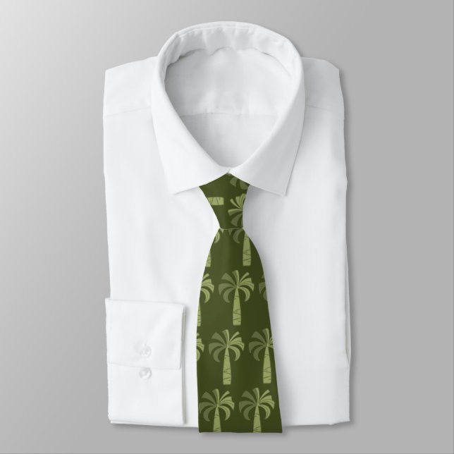 Palm Tree Vintage Hawaiian Tie (Tied)