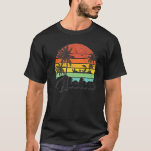 Palm Tree Vintage Retro Summer Vacation Hawaii Alo T-Shirt
