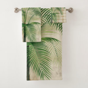 Palm Tree Vintage Tropical Elegant Summer Bath Towel Set