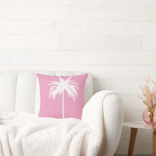 Palm Tree Vintage White Pink Tropical Elegant   Cushion