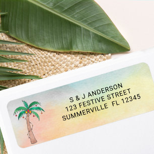 Palm Tree Watercolor return address Label