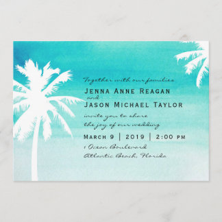 Palm Tree Watercolor Wedding Invitation