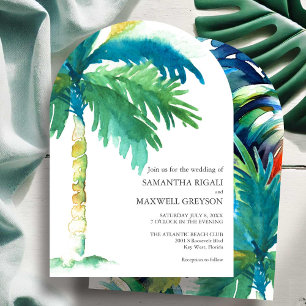 Palm Tree Watercolor Wedding Invitation