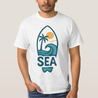 Palm Tree & Wave Surfboard Beach T-Shirt