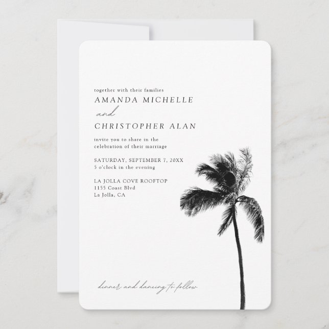 Palm Tree Wedding Custom Beach Photo Invitation (Front)