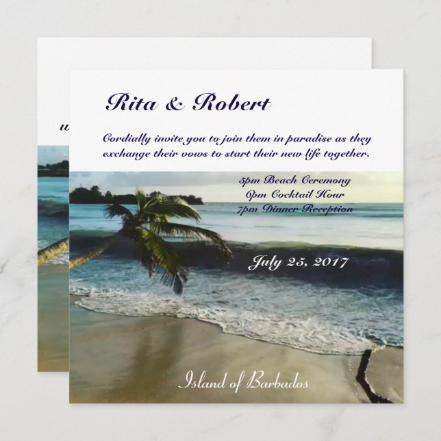 Palm tree | Wedding Invitation Semi-Gloss (Front/Back)