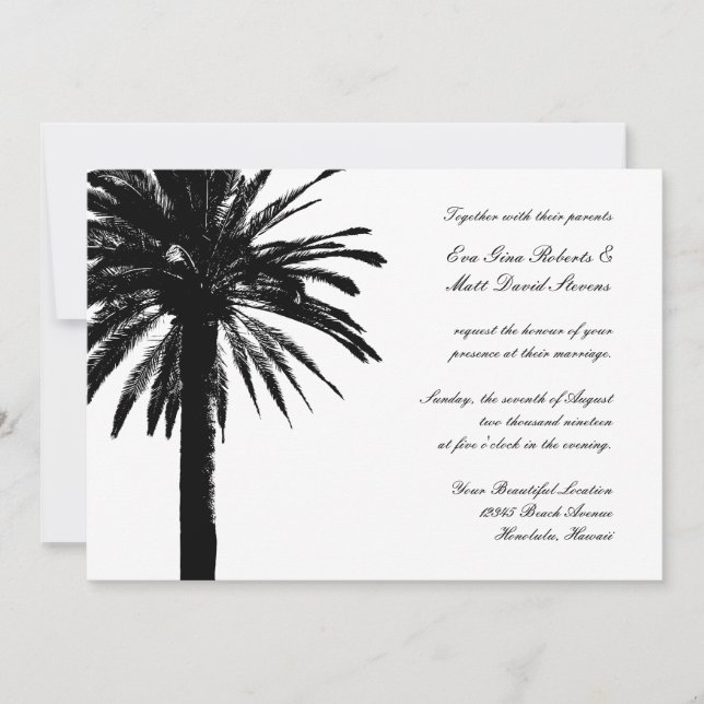 Palm tree wedding invitations | Tropical invites (Front)