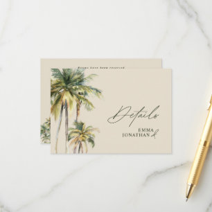 Palm Tree Wedding RSVP Tropical Destination coast Enclosure Card
