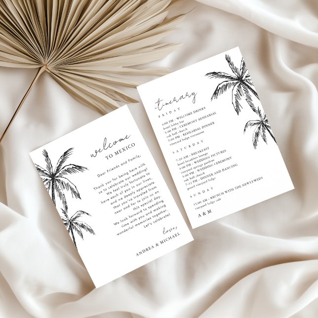 Palm Tree Wedding Welcome Letter Itinerary Card (Creator Uploaded)
