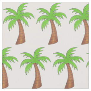 Palm Tree White Green Tropical Island Hawaii Fabric