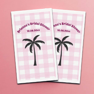 Palm Tree White Pink Chequered Bridal Shower Napkin