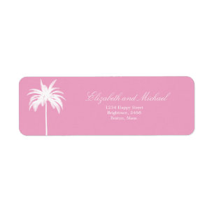 Palm Tree White Pink Elegant Modern Chic  Label Return Address Label
