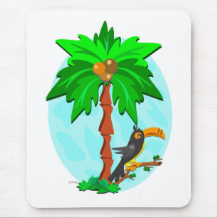 Palm Tree with Attentive Toucan Mouse Pad