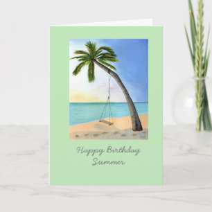 Palm Tree with swing customisable birthday card