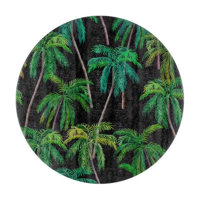 Palm Trees: Acrylic Summer Pattern. Cutting Board (Front)
