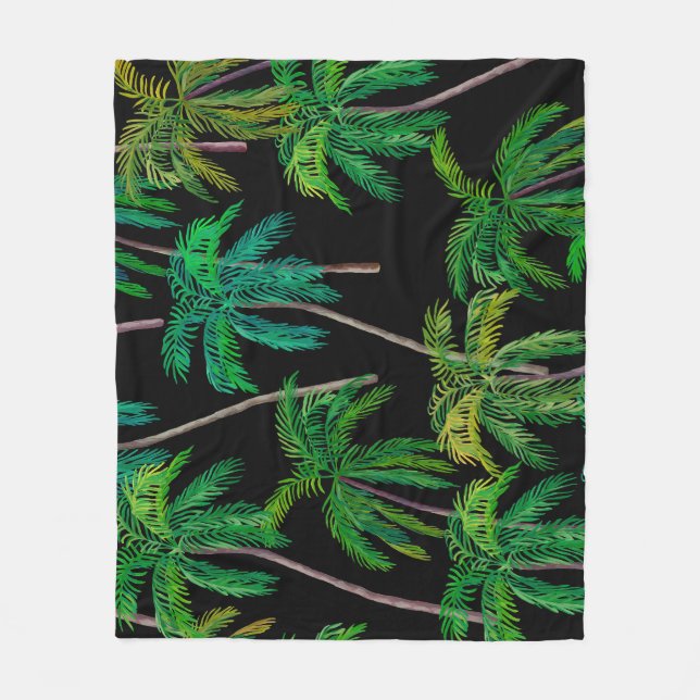 Palm Trees: Acrylic Summer Pattern. Fleece Blanket (Front)
