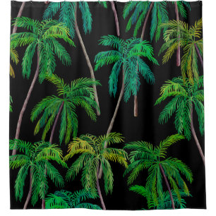 Palm Trees: Acrylic Summer Pattern. Shower Curtain