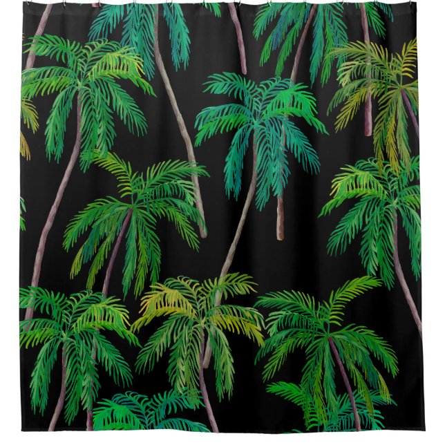 Palm Trees: Acrylic Summer Pattern. Shower Curtain (Front)