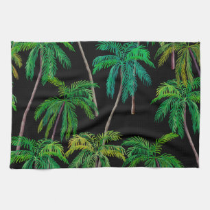 Palm Trees: Acrylic Summer Pattern. Tea Towel