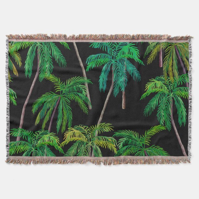 Palm Trees: Acrylic Summer Pattern. Throw Blanket (Front)