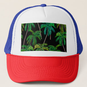 Palm Trees: Acrylic Summer Pattern. Trucker Hat