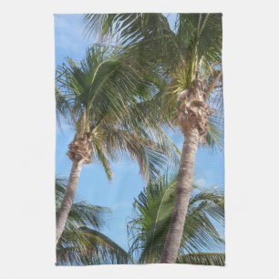 Palm Trees Against Blue Sky Tea Towel