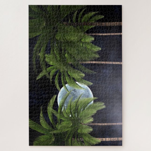 Palm Trees Against the Moon Jigsaw Puzzle (Vertical)