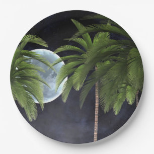 Palm Trees Against the Moon Paper Plate