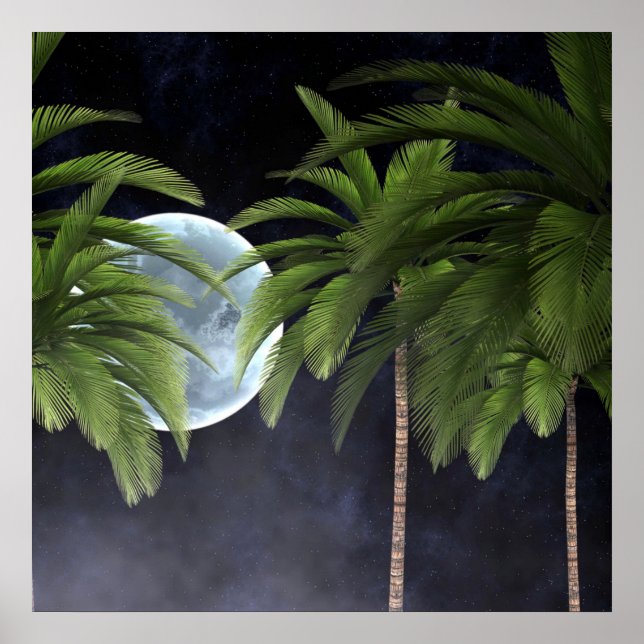 Palm Trees Against the Moon Poster (Front)