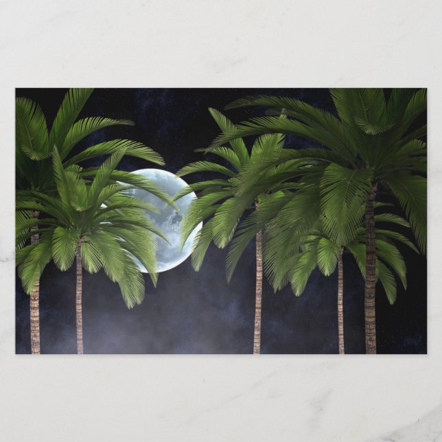 Palm Trees Against the Moon Stationery (Front)