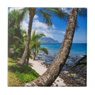 Palm Trees Along Hideaways Beach Ceramic Tile