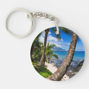 Palm Trees Along Hideaways Beach Key Ring