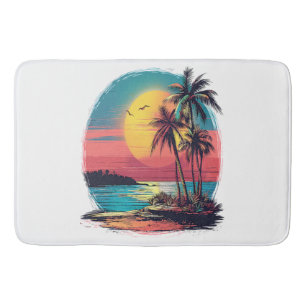 Palm trees and beach bath mat