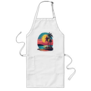 Palm trees and beach long apron