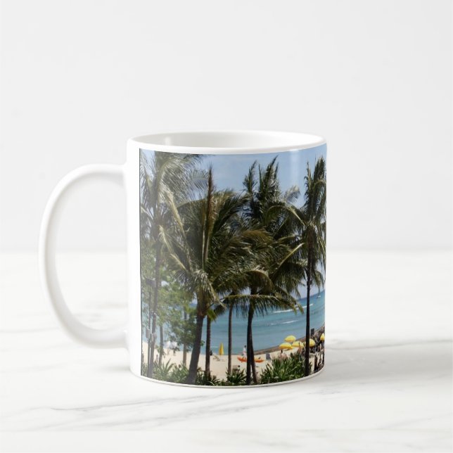 Palm Trees and Beach on a Coffee Mug (Left)