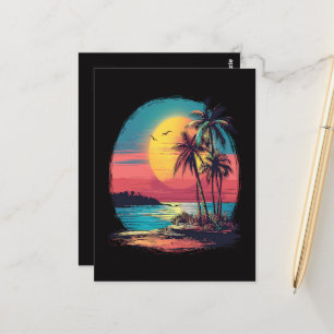 Palm trees and beach postcard