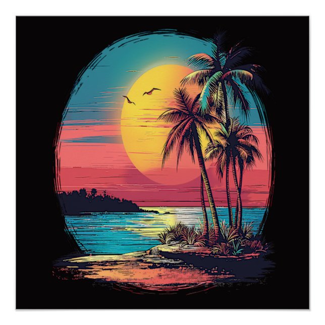 Palm trees and beach poster (Front)