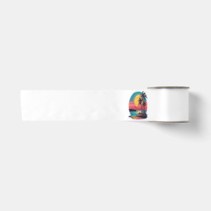 Palm trees and beach satin ribbon