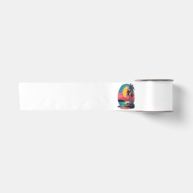 Palm trees and beach satin ribbon (Front)