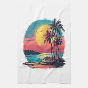 Palm trees and beach tea towel
