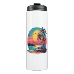Palm trees and beach thermal tumbler